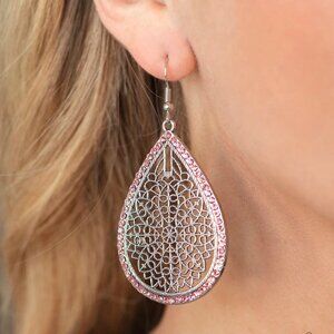 Paparazzi Jewelry Accessories - Fleur de Fantasy - Pink Earrings - Vintage